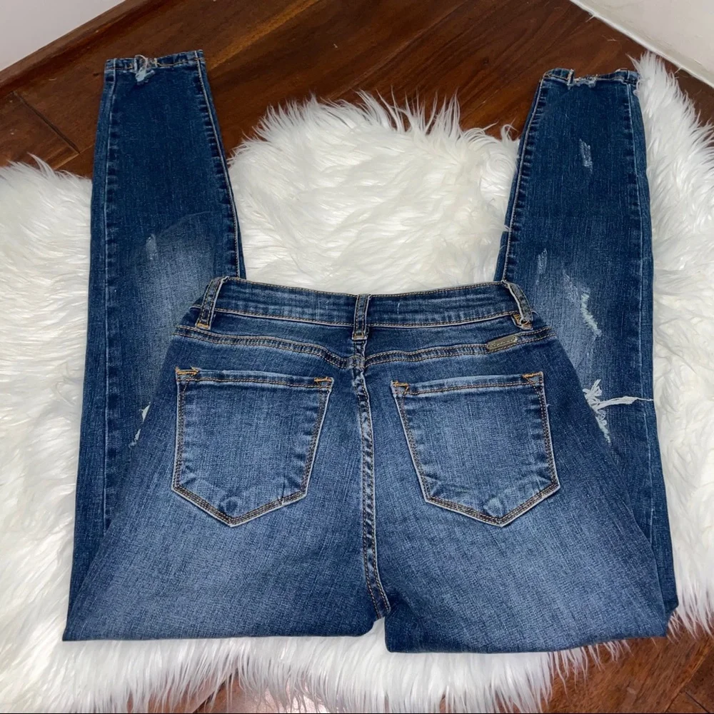 KanCan Mid-Rise Super Skinny Jeans Distressed Size 25